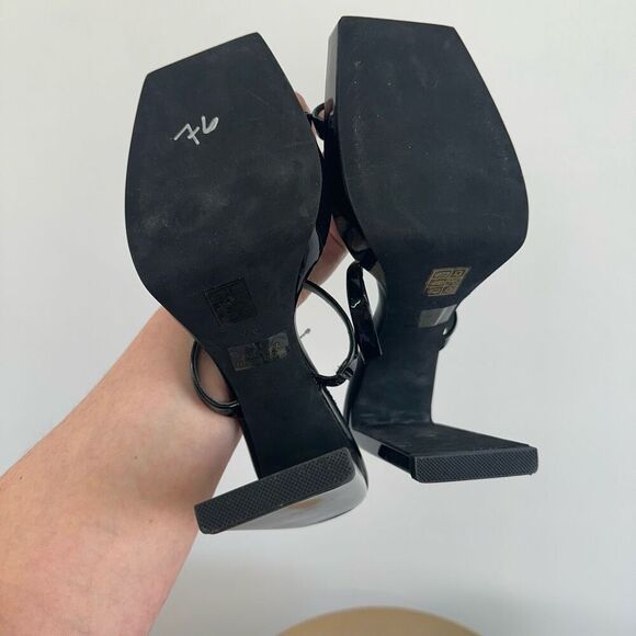 Jeffery Campbell Women’s Hustler Black Patent Leather Slip On Square Toe Sandal - Picture 9 of 11